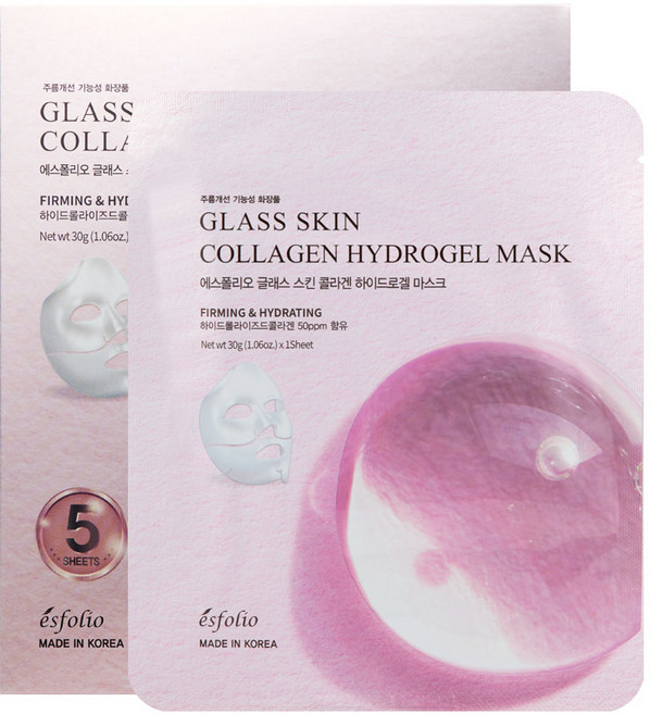 에스폴리오 글래스스킨 콜라겐 하이드로겔 마스크 피부탄력 리프팅, 1개, 5개입