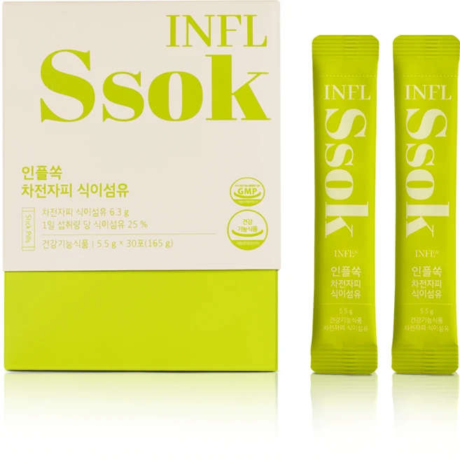 인플쏙 눈꽃차전자피 식이섬유 30포, 165g, 1박스 - 쿠팡