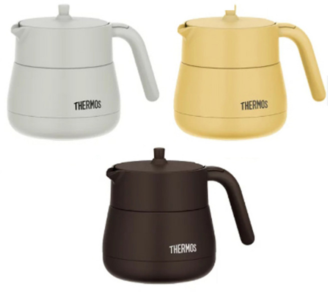 써모스 진공 단열 주전자 티포트 차거름망포함 찻주전자 450ml TTE-450, 브라운, 1개