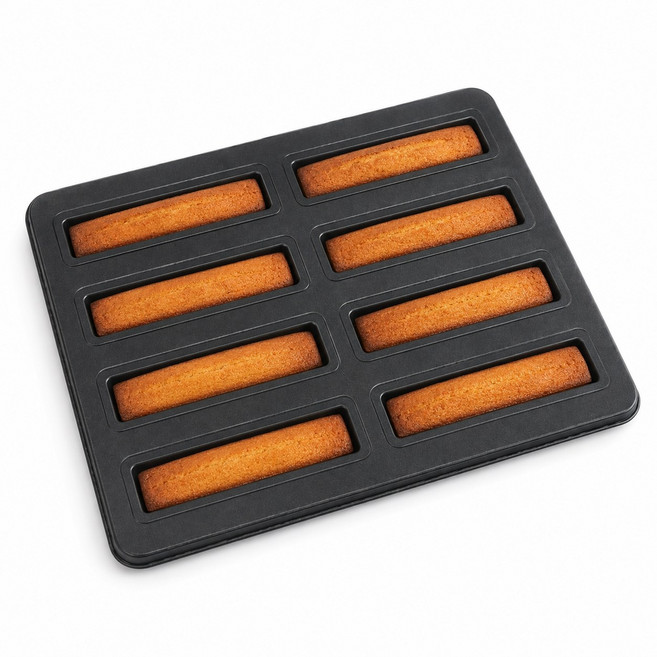 홈바통팬 8구 양면코팅 오븐팬 바통케이크틀 구움과자 베이킹팬 340x270mm, 1개