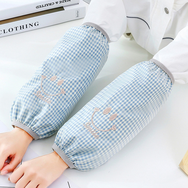 엘제이 체크 프린트 팔토시 토시 주방 미술 작업용, 블루