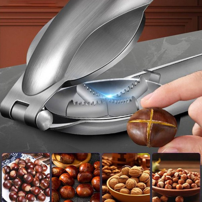 스텐레스 생밤 군밤 호두까기 도구 밤가위 밤칼집내기 밤까는기계 밤깍는기계, 1개