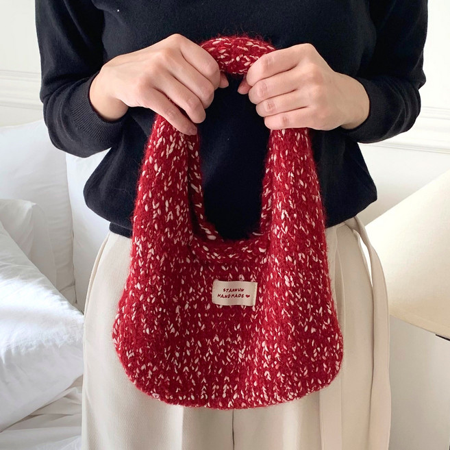 오르미 귀욤 미니 니트 뜨개 손가방 토트백