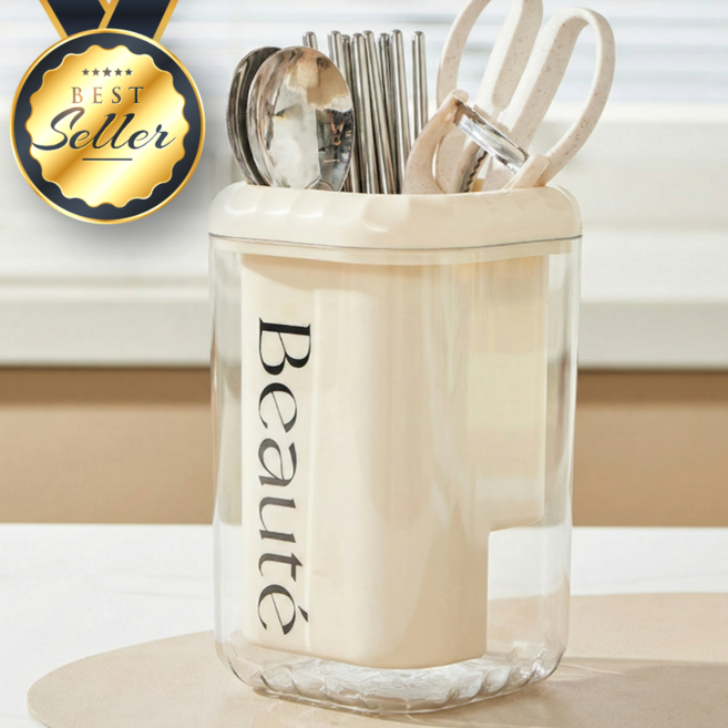 로빈홈즈 주방 물빠짐 수저통 2구, 1개, 아이보리