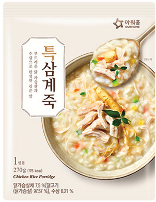 아워홈 바로 특삼계죽 270g x5개, 5개
