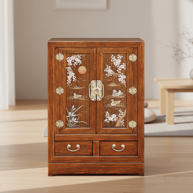 가온공방 고가구 제기함 2서랍 600x400 상감 원목 여닫이 제사용 수납장, 1개