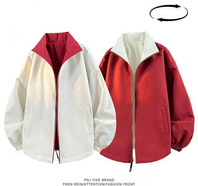 빈티지 남녀공용 스탠드넥 자켓 캐주얼 봄 가을용 항공점퍼 루즈핏 바람막이 트렌치 코트 ZZQ