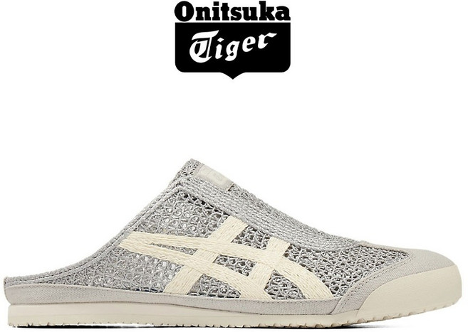 오니츠카타이거 멕시코 66 사봇 남녀 공용 뮬 슬립온 퓨어 실버 크림 1183C123.021