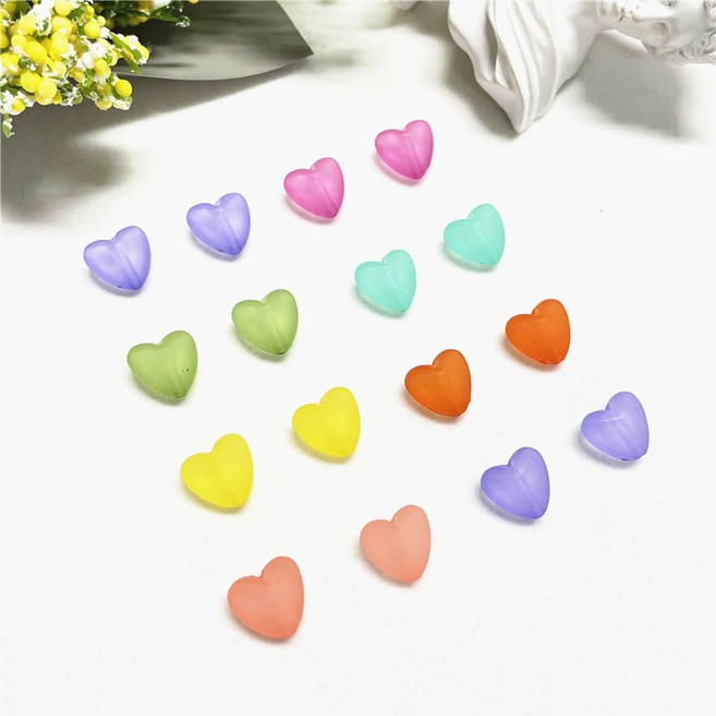 (10pcs)무광 하트 비즈 악세사리재료, 10개, 연블러시핑크(ND34)