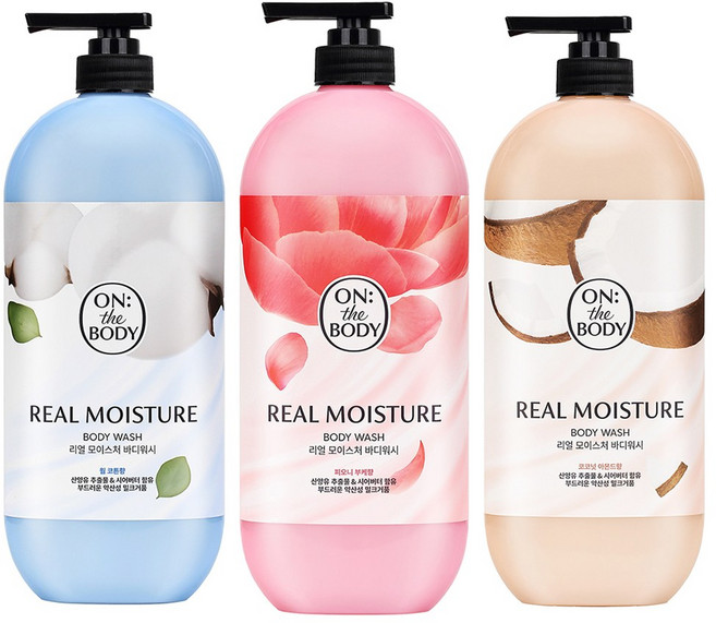온더바디 리얼모이스처 바디워시 900g 3개 (웜코튼/피오니/아몬드)