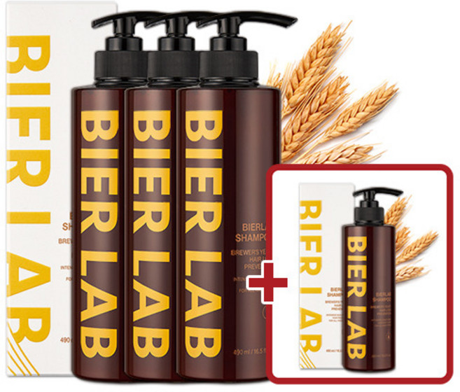 비어랩 맥주효모 탈모완화 샴푸, 490ml, 4개