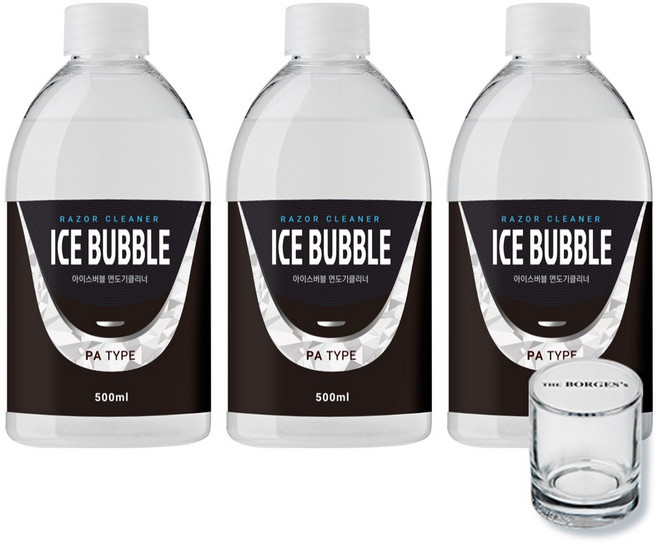 아이스버블 면도기세정액 번들, 1세트, +유리컵 증정, PA타입(파나소닉 호환) 500ml 3개