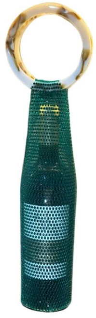 URTERYSER 세련된 레진 핸들 와인 파우치 메시 내장 라인스톤 병 홀더 다용도 단열 컵 백 일상용 우아한 대리석 다크 핑크 268674, 에메랄드 그린