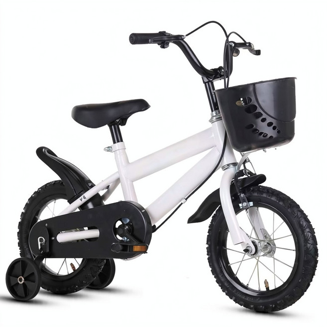 兒童腳踏車 12 16吋 帶輔助輪, 白色, 1個, 100cm
