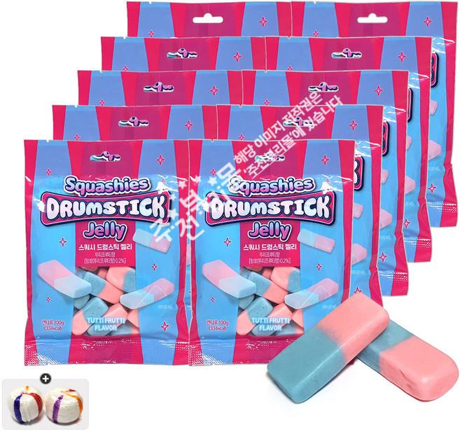 gs편의점 영국식 스쿼시 드럼스틱 젤리100g(뚜띠프루티향) x 12봉+자색옥춘사탕 20g 세트, 1세트, 1.2kg