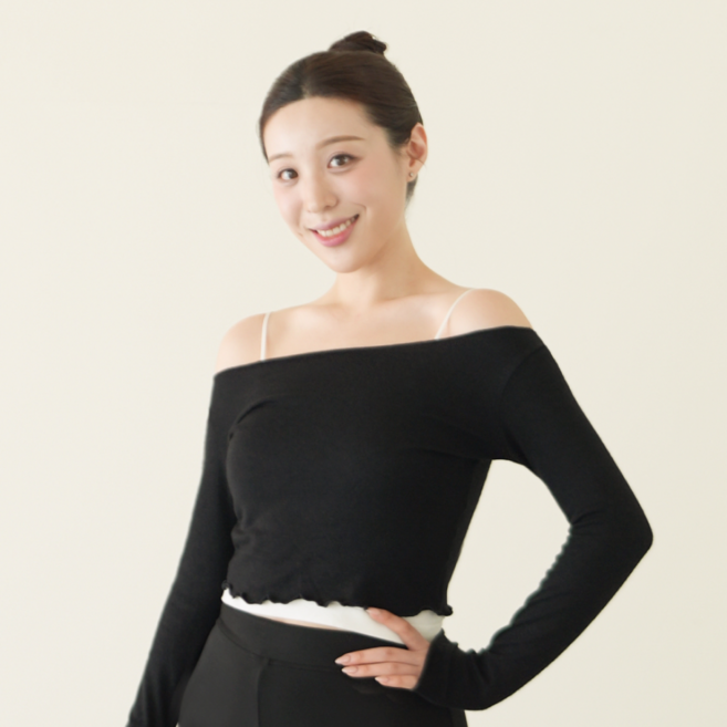 이이엘댄스 오프숄더 발레 티셔츠 성인 발레복 긴팔 워머 상의 옷 의상