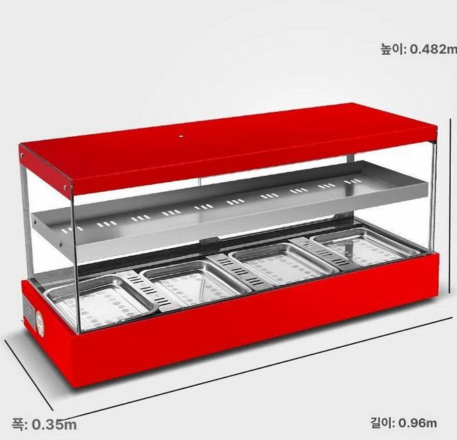 편의점 온장고 붕어빵 진열장 치킨 탕비실 휴게소 워머기 온열기 업소용 핫박스 튀김 핫도그, 기본구성, [수납 선반] 스퀘어 2칸 4트레이 [레드], 기본 색상