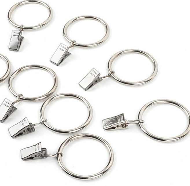 미니메가몰 10P 원형 커튼링 집게 실버 커튼링집게핀50mm, 3 x 25mm