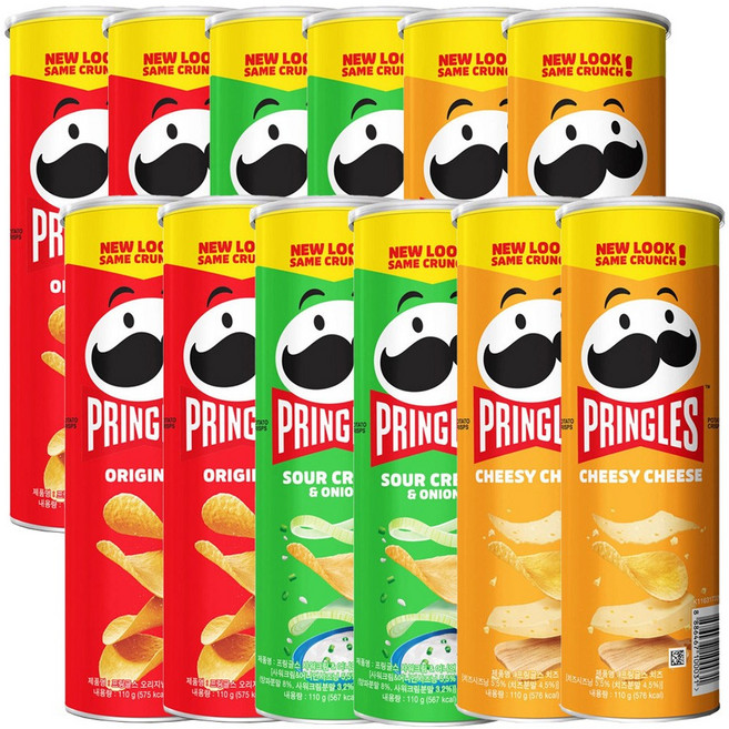 프링글스 110g X 12개입 [오리지널4+양파맛4+치즈맛4] -T.C