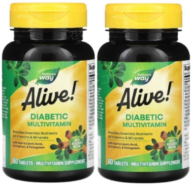 네이처스웨이 얼라이브 다이어베틱 멀티비타민, 2팩, 60정 - 쿠팡