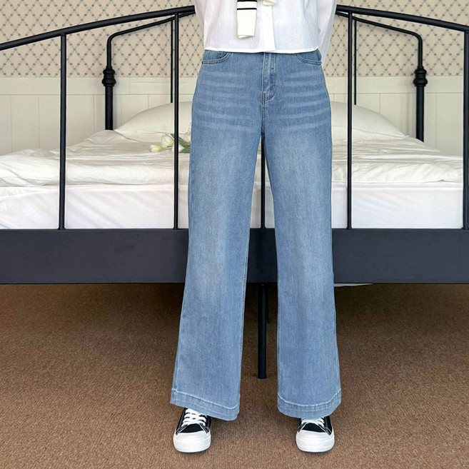 루나진 여성 청바지 소프트 와이드핏 데님 팬츠