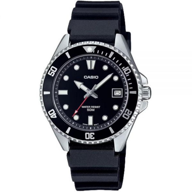 Casio MDV10-1A1V 다이빙 영감 38mm 고무 밴드 블랙 다이얼 스포츠 시계 블랙. 클래식