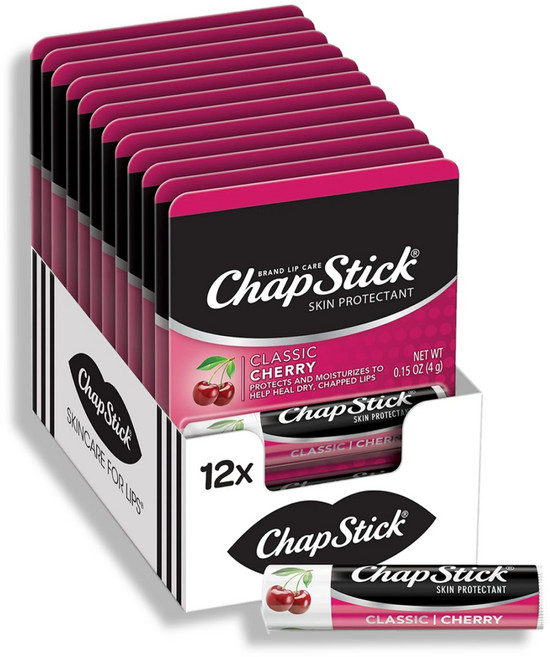 Chapstick 챕스틱 클래식 립밤 4g 체리 1개입, 12개