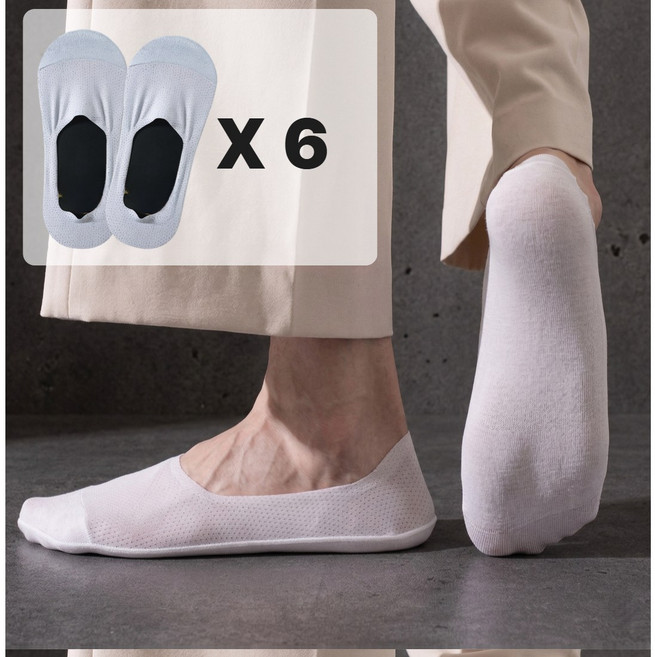 글로즈온 남성용 6켤레 안벗겨지는 여름 덧신 페이크삭스 양말