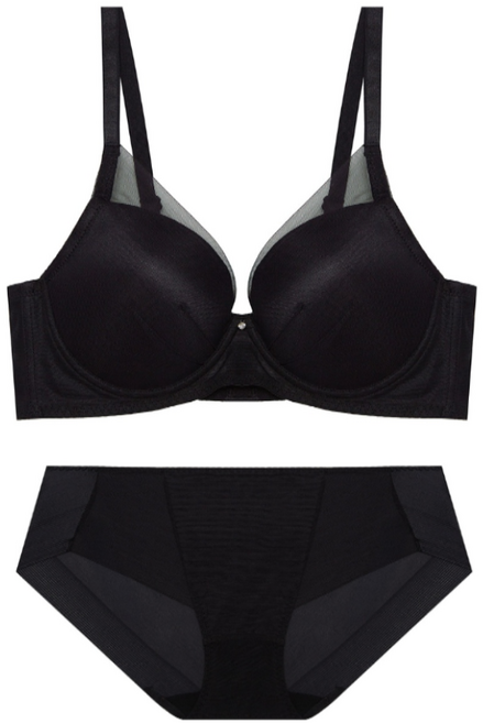 에블린[노와이어세트] MbyE_로맨티크_메쉬 노와이어 브라+헴팬티 EBBRFA345H 355H 색택1