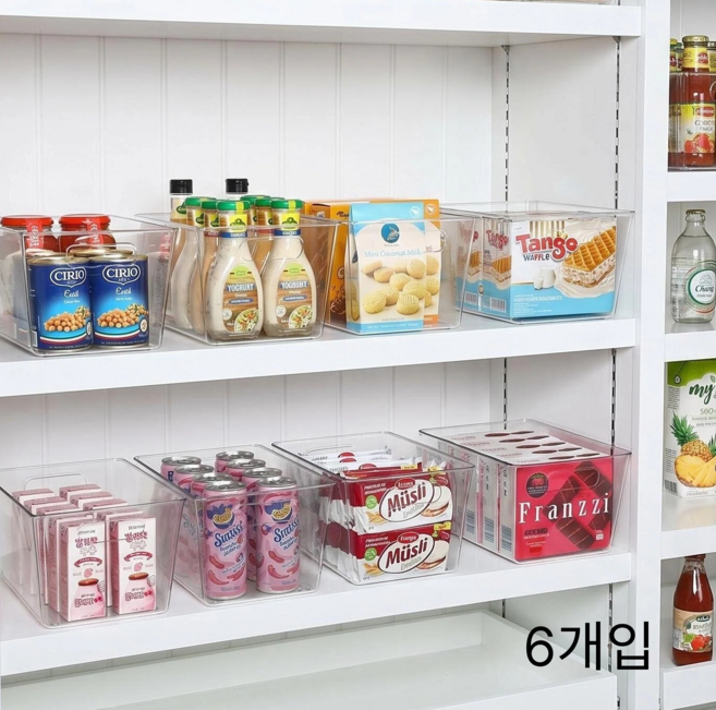 Vtopmart 다용도 수납 트레이 바구니 정리함, 6개, 투명