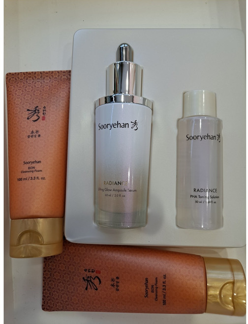 수려한 래디언스 탄력 광채 앰플 (60ml)+수려한 화이트 진생미백 마스크 2매+수려한 본 폼크린싱 여행용 100ml*2 증정, 1개, 60g