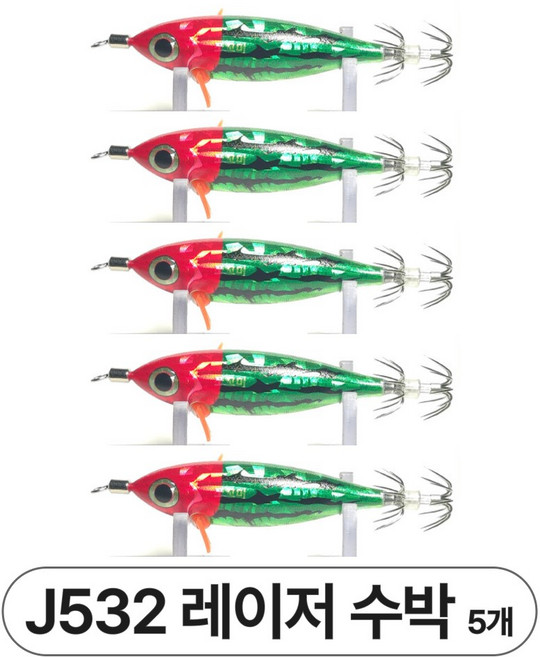 씨넥스 쪼꼬미500 에기 25년형 신제품 (갑오징어 주꾸미 한치 낙지 낚시용 에기), 1세트, 5.3g, J532 레이저 수박