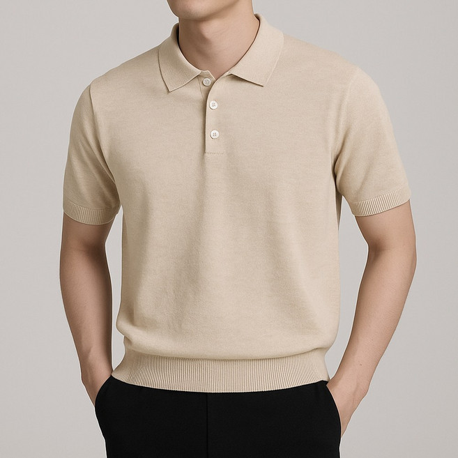 루크 남성 카라넥 쿨링 반팔 니트 빅사이즈 남자 카라 반팔티 봄 가을 무지 베이직 티셔츠 데일리 카라티