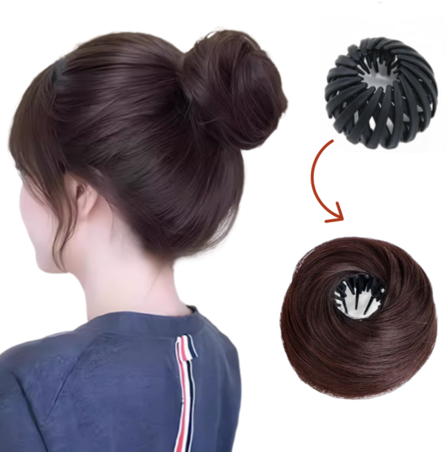 코지웨이브 풍선한 강력고정 만두핀 똥머리 가발, 1개, 다크브라운