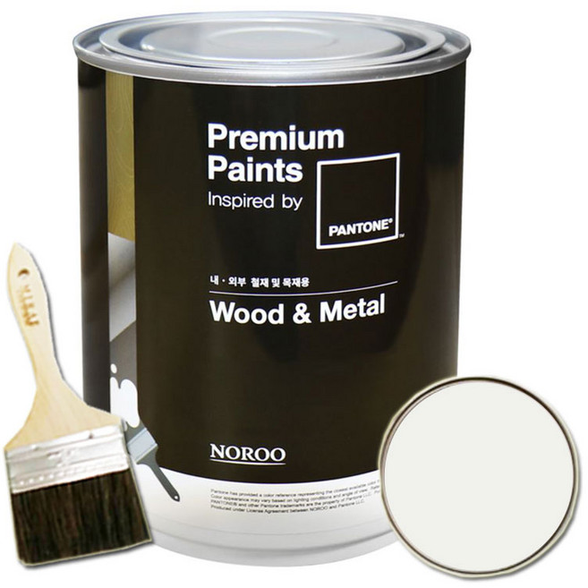 철재/목재용 팬톤 페인트 우드앤메탈 반광 1L + 붓세트, Snow White(11-0602), 1개