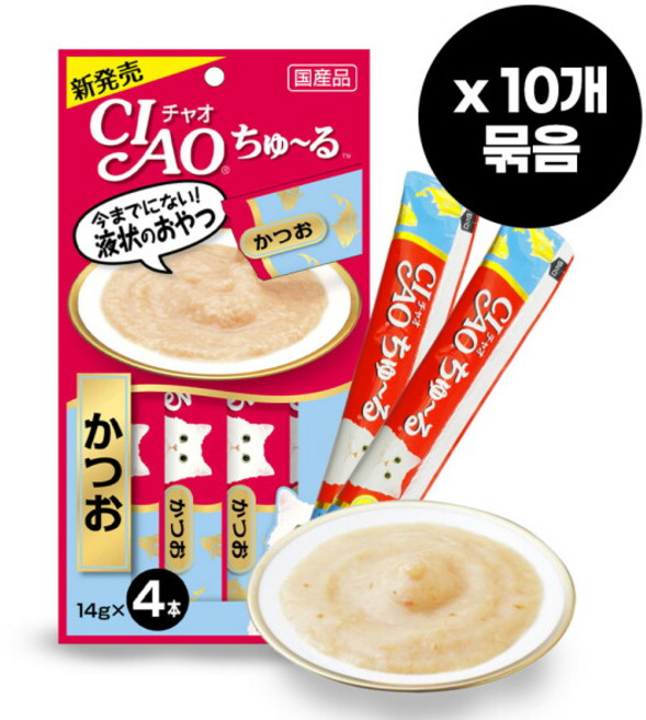 희동이네 고양이 간식 이나바 챠오츄르 4P SC-72 가다랑어맛 10팩, 가다랑어, 56g, 10개