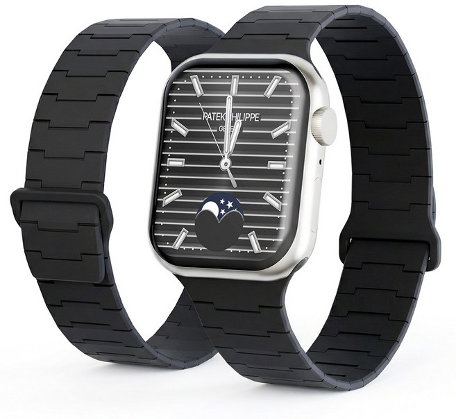 캘릭스 애플워치 호환 실리콘 버클링 마그네틱 스트랩, 차콜블랙, 1개