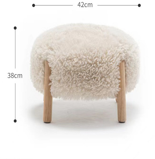 거실 소파 발판 커피 낮은 오토만 크림 미적 푸프 분위기 단계 의자에 대한 푹신한 양고기 양모, 01 Washable