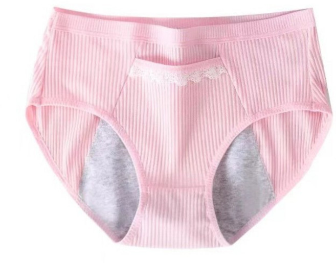 大尺碼防漏生理褲 中高腰 暖宮口袋螺紋 舒適透氣安心, 粉色