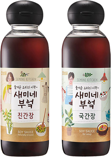 예이니종합물류 샘표 새미네부엌 진간장+국간장 각1개씩세트(450ml*2개)조림맛양념소스, 2개, 450ml