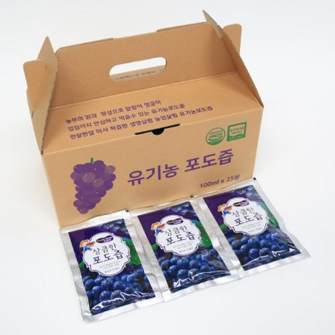 유기농 포토주스 무농약 상큼한 포도즙, 25개, 100ml