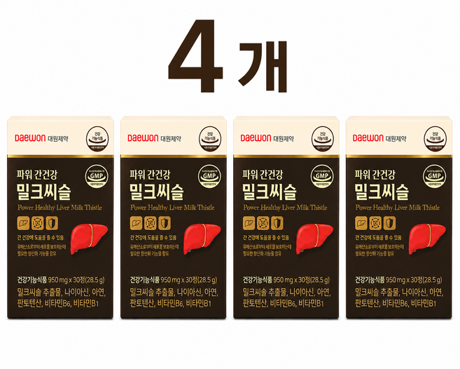 파워 간건강 밀크씨슬950mg, 30정, 4개
