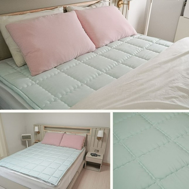 e 한일 탄소온열매트 더블 2인용 침대 전기 장판 매트 전자파없는 emf 인체감지 원적외선 워셔블, 더블150X200cm(라이트민트)