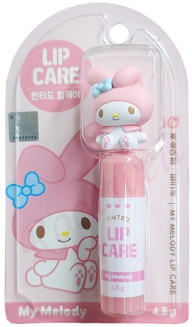 산리오 마이멜로디 틴티드 립케어, 핑크색/복숭아향, 4.5g, 1개