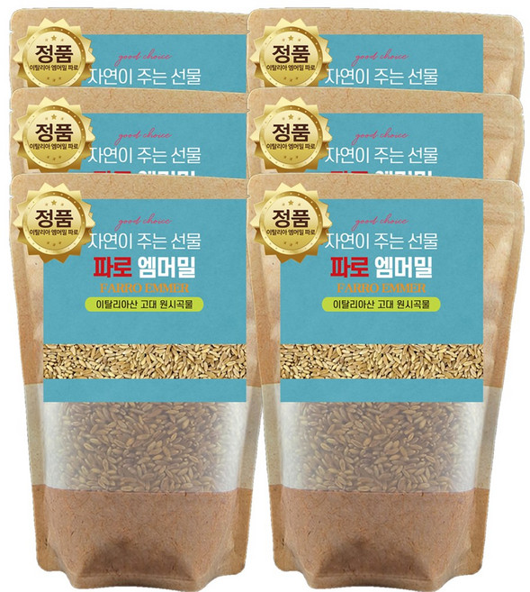 에코홀릭 25년산 햇 이탈리아 파로 쌀 엠머 밀 파로 곡물, 6개, 1kg