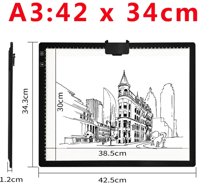 A3/A4 라이트 패드 무선 배터리 구동 박스 Artcraft 트레이싱 아티스트 드로잉 X-ray 충전식, [02] A3, 02 A3