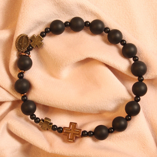 1단 팔찌묵주 원석 무광오닉스 8mm 10mm 남성팔찌 남녀공용