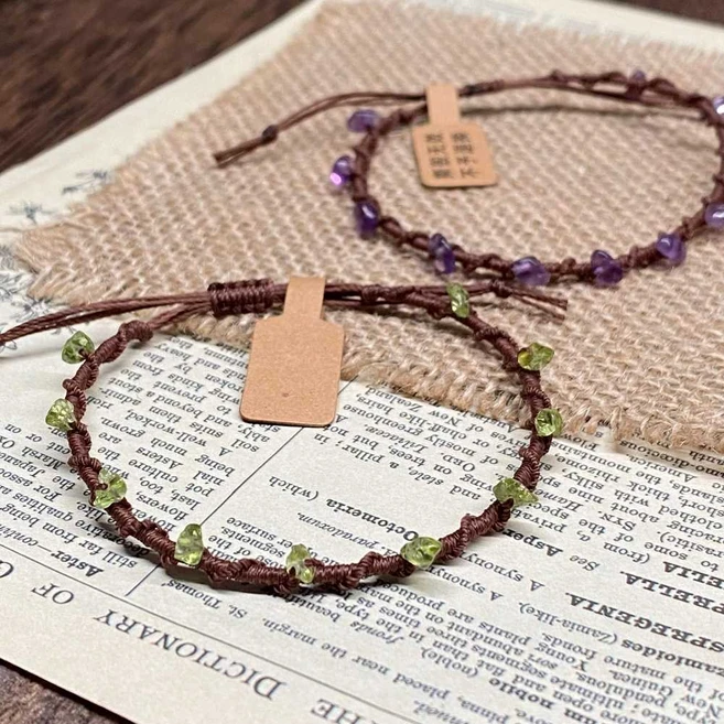 탄생석팔찌 2월 천연자수정 팔찌 핸드메이드 레트로 우정소원 비즈, 1개, 페리토트 팔찌 (스트레스 완화) - 쿠팡