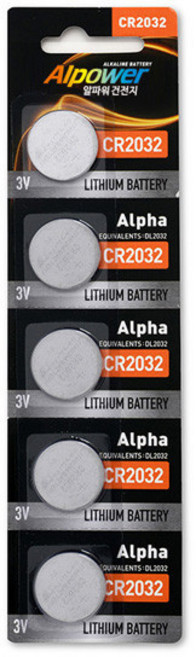 알파워 버튼건전지 CR2032 3V 1입x5개, 2세트