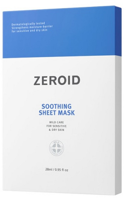 ZEROID 수딩 시트 마스크 팩 28ml 10매 세트, 1개, 10개입